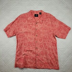 Caribbean Joe‎ Island Supply Co red Hawaiian print shirt men's XL